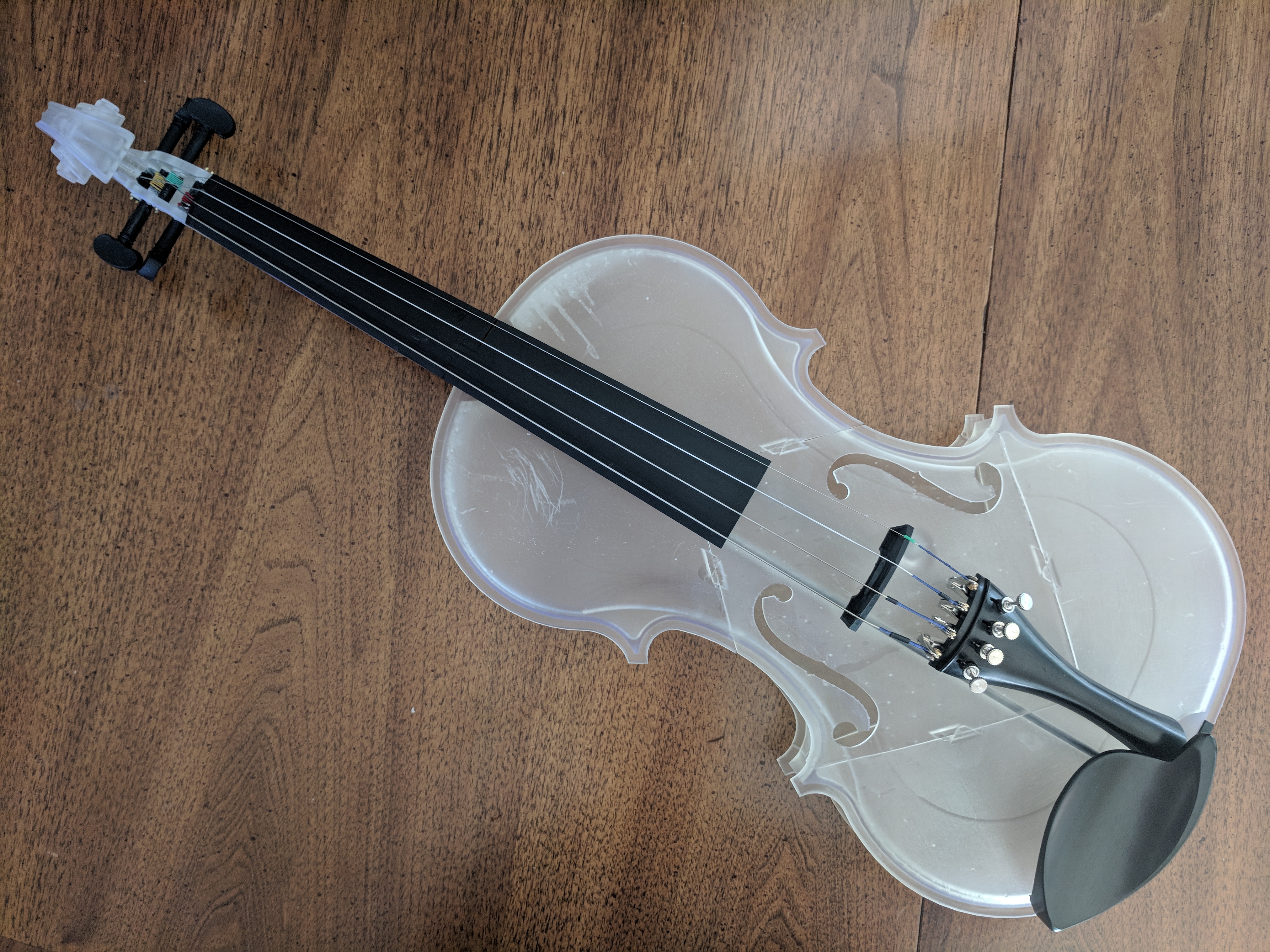 completed violin, black on clear